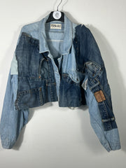 Giacca crop con toppe tg. M over