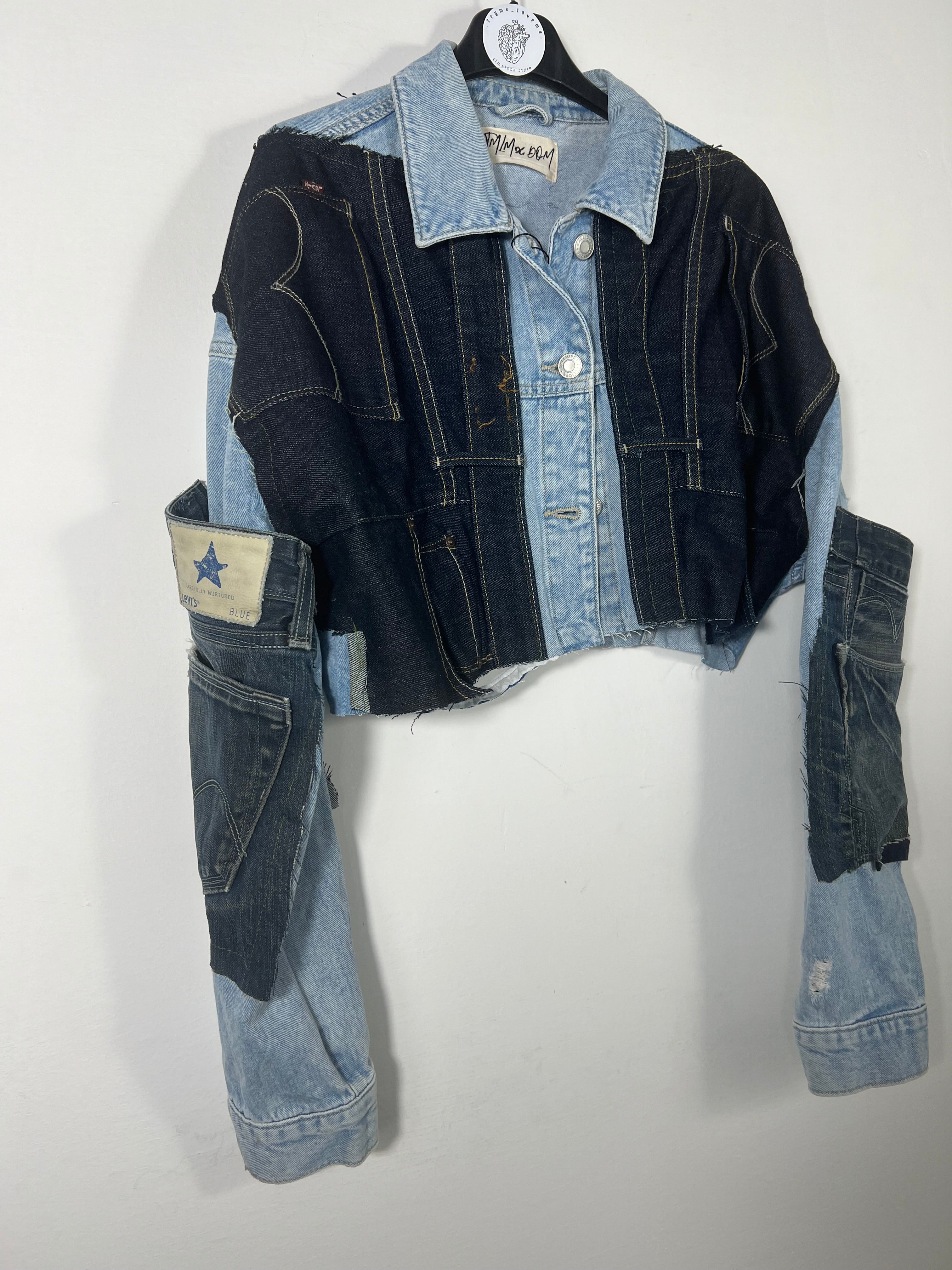 Giacca crop con toppe tg. M over