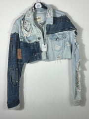 Giacca crop con toppe tg. XS