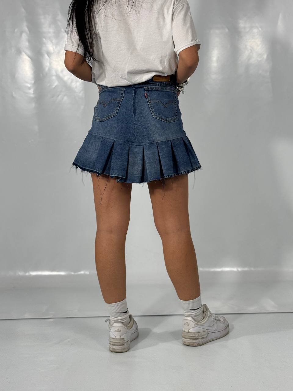Gonna con balza Denim scuro