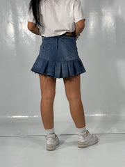 Gonna con balza Denim scuro