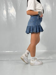 Gonna con balza Denim scuro